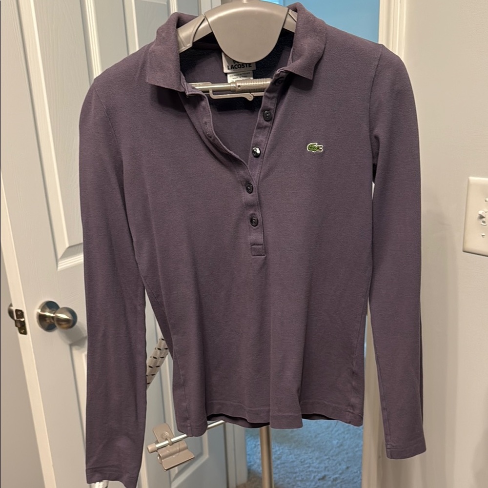 Lacoste Dark Purple Button-Up Polo